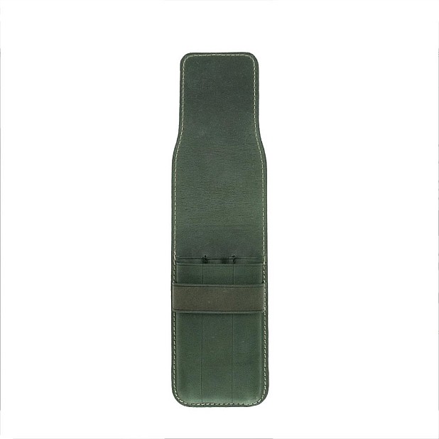 Galen Leather Crazy Horse Green Flap Pen Pouch (Triple)
