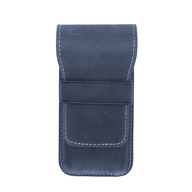 Galen Leather Crazy Horse Navy Blue Flap Penetui (3-delig)
