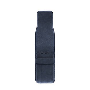Galen Leather Crazy Horse Navy Blue Flap Pen Pouch (Triple)