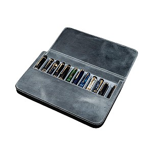 Galen Leather Magnum Opus 12 Slots Crazy Horse Smoky Grey Hard Pen Case