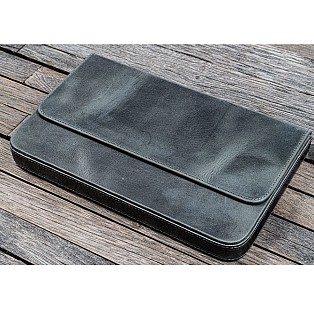 Galen Leather Magnum Opus 12 Slots Crazy Horse Smoky Grey Hard Pen Case