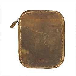 Galen Leather Crazy Horse Brown Zippered Pen Pouch (Tenfold)