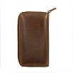 Galen Leather Chocolate Brown Rits Penetui (3-delig)