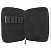 Galen Leather Black Zippered Pen Pouch (Fivefold)