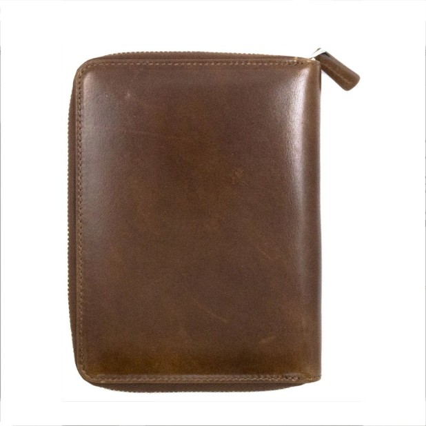 Galen Leather Chocolate Brown Rits Penetui (5-delig)