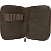 Galen Leather Chocolate Brown Zippered Pen Pouch (Fivefold)