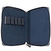 Galen Leather Crazy Horse Navy Blue Zippered Pen Pouch (Fivefold)