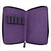 Galen Leather Purple Zippered Pen Pouch (Fivefold)