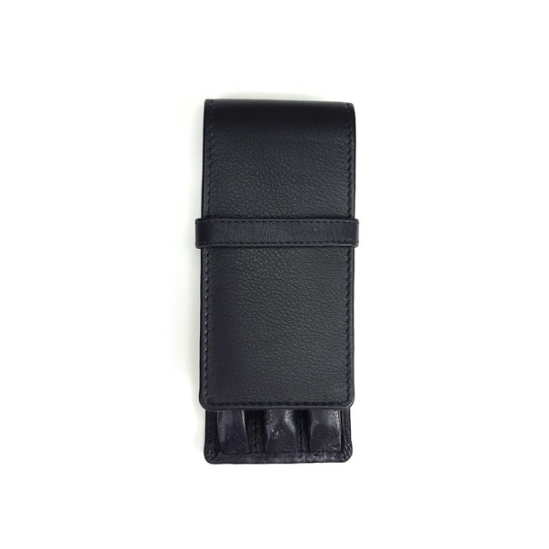 Girologio Black Leather Pen Case (3 pens)