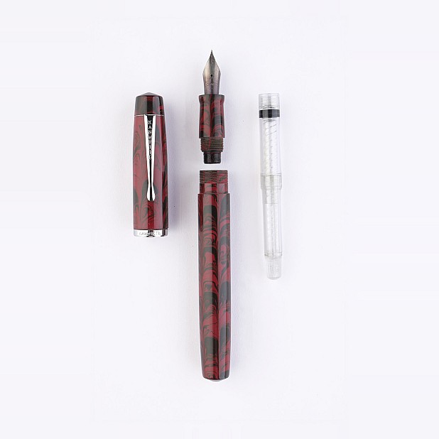 Kanwrite Legacy Swirl röd-svart  ebonit CT reservoarpenna