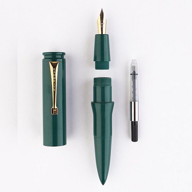 Pluma estilográfica Kanwrite Magnum Bullet, color verde esmeralda, de ebonita GT