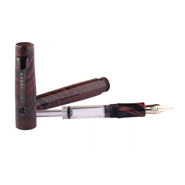 Caneta de tinta permanente Kanwrite Mozart Crimson Dusk em ebonite BT