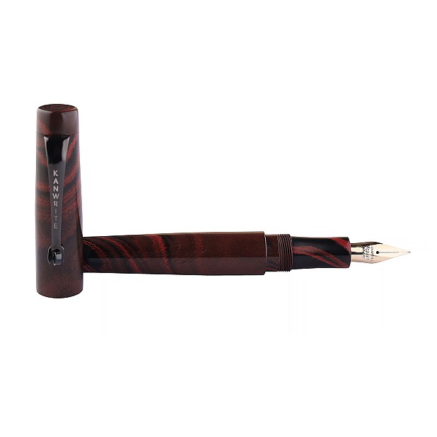 Caneta de tinta permanente Kanwrite Mozart Crimson Dusk em ebonite BT
