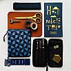 Kyoku Haku Archeology Blue Zippered Pen Pouch (Fivefold)