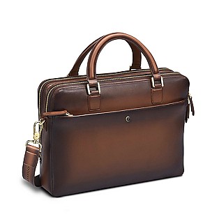 Lapis Bard Ducorium Chester Leather Cognac Briefcase
