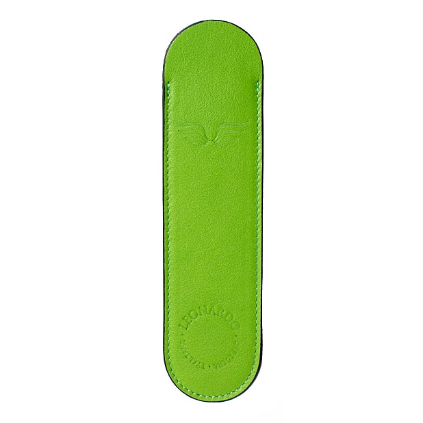 Leonardo Italian Leather Pen Sleeve Bright Green Pen Pouch (Single)