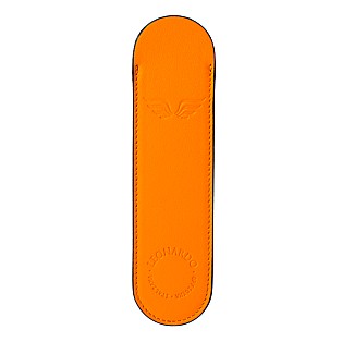 Leonardo Italian Leather Pen Sleeve Orange Pen Pouch (Single)