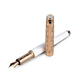 Maybach The Peak II Sterling Silver White Lacquer & Rose Gold Pluma Estilográfica 