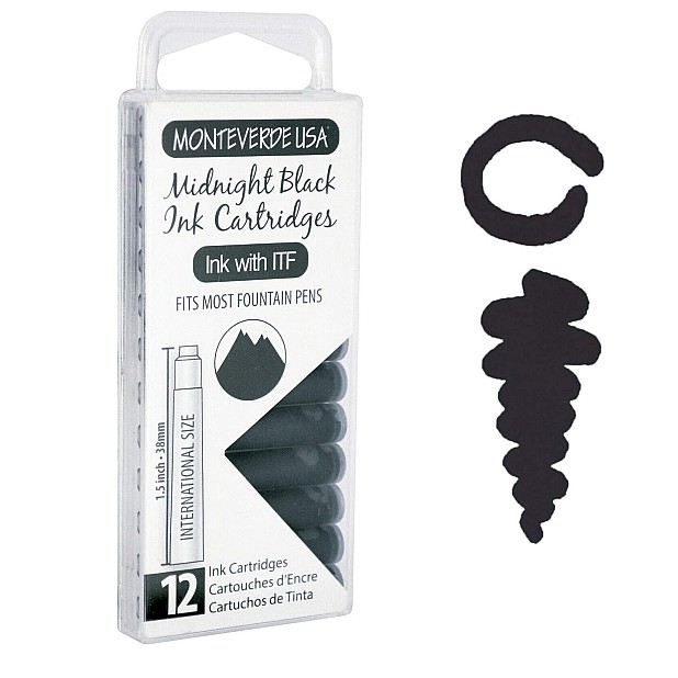 Monteverde USA Ink Midnight Black - Tinta para Cartuchos  (12 pieces)