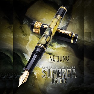 Nettuno 1911 Superba Jade Marbled Celluloid Vulpen