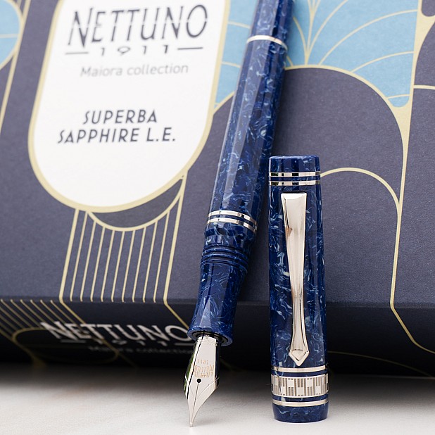 Nettuno 1911 Superba Sapphire Celluloid LE ST Vulpen