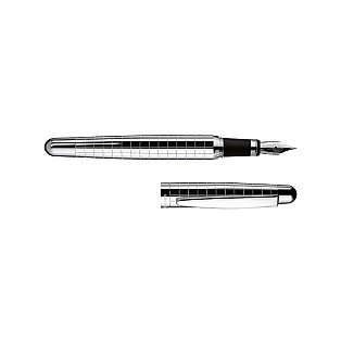 Otto Hutt Design 02 Silver Rectangular Guilloche Fountain pen