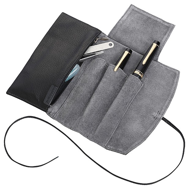 Pilot Pensemble Leather Pen Case with Zipper Case Brown (3-delig)