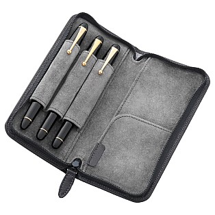 Pilot Pensemble Leather Zipper Pen Case Camel (Triple)