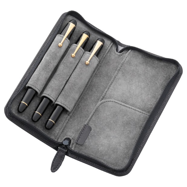 Pilot Pensemble Leather Zipper Pen Case Camel (Triple)
