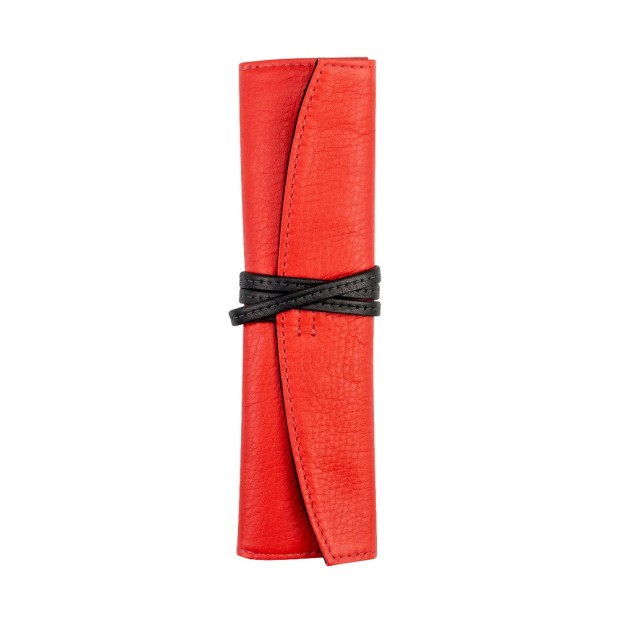 Pilot Leather Pen Case Long Size Red and Black (Single)