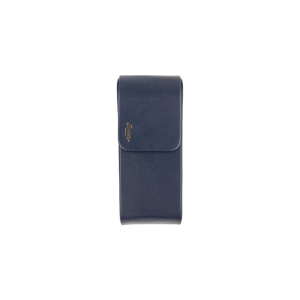 Pineider Leather Blue Pen Pouch Triple