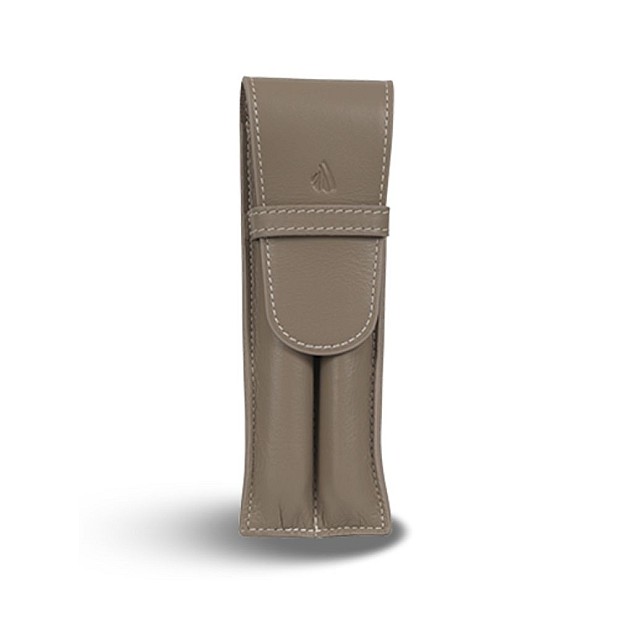 Récife Riviera Large Soft Mole Taupe Grey Flap Pen Case (Double)