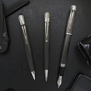 Retro 51 Tornado Platinum Executive Black Nickel Caneta de Tinta Permanente