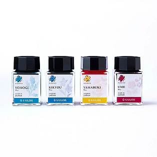 Sailor Manyo Ink Set - Yomogi, Kikyou, Yamabuki, Ume - 4x 20ml Bläckflaska