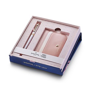 Sheaffer Prelude Mini Emily in Paris Pastel Pink and Swarovski Crystal RGT Ballpoint and Credit Card Holder Set