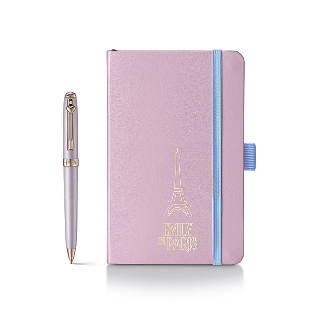 Sheaffer Prelude Mini Emily in Paris Pastel Pink and Swarovski Crystal RGT Kugelschreiber and Notebook Set