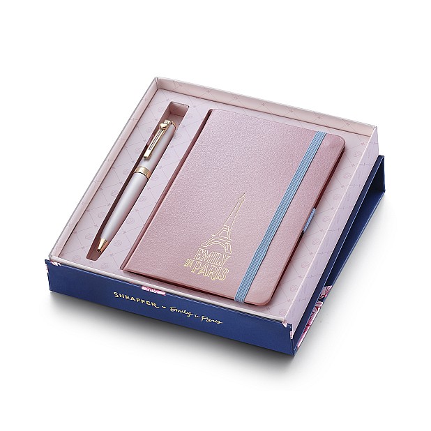 Sheaffer Prelude Mini Emily in Paris Pastel Pink and Swarovski Crystal RGT Kugelschreiber and Notebook Set
