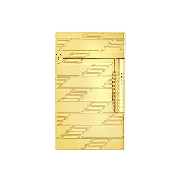 S.T. Dupont Le Grand Cling 1872 Monogram Yellow Gold Guilloche Lighter Aansteker C23178