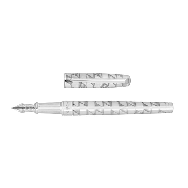 S.T. Dupont Line D Eternity Monogram 1872 Silver Medium Reservoarpenna