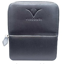 Visconti Leather Black Pen Pouch Sixfold