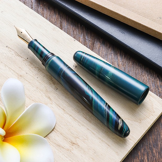 Wancher Dream Pen True Ebonite Marble Green Stylo Plume