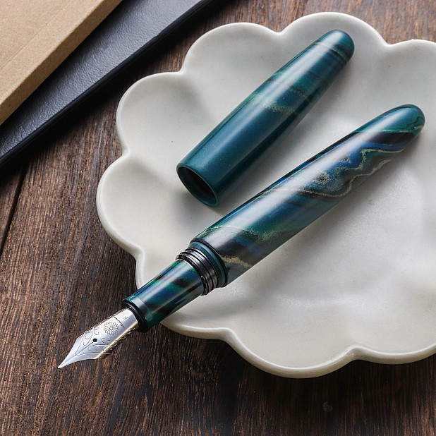 Wancher Dream Pen True Ebonite Marble Green Stylo Plume