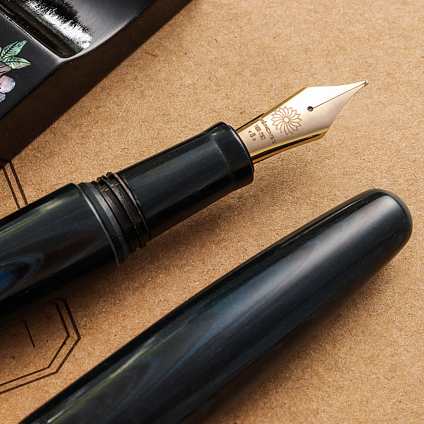 Wancher Dream Pen True Ebonite Marble Blue Plumo Estilográfica