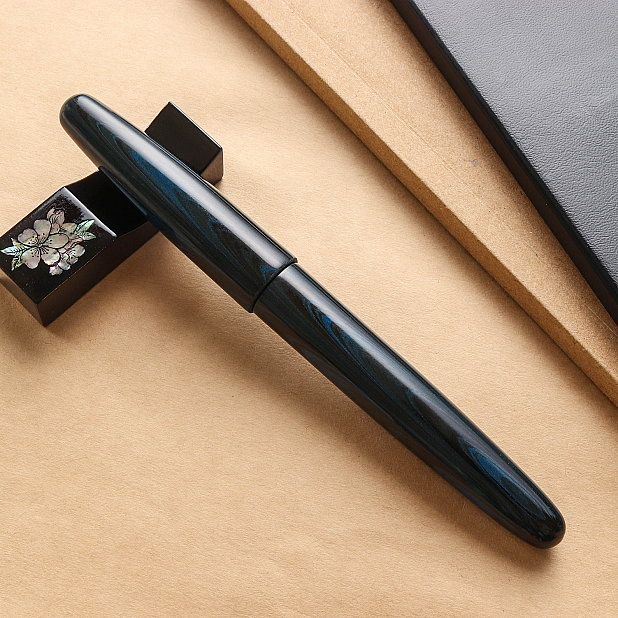 Wancher Dream Pen True Ebonite Marble Blue Plumo Estilográfica