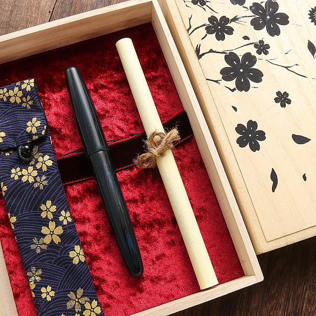 Wancher Dream Pen True Ebonite Marble Blue Plumo Estilográfica