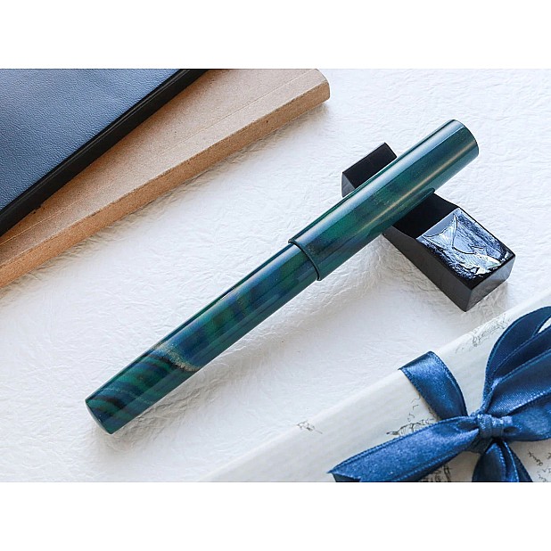 Wancher Mine Ebonite Marble Green Plumo Estilográfica