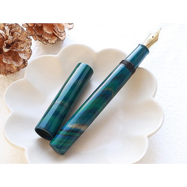 Wancher Mine Ebonite Marble Green Plumo Estilográfica