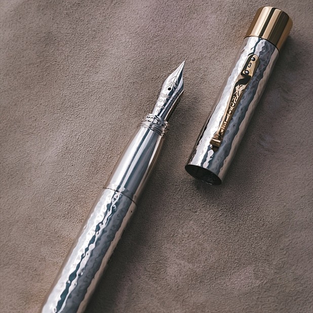 Yard O Led The Grand Sterling Silver Martelé Fountain Pen