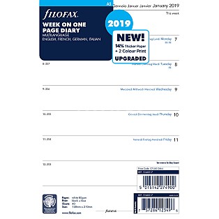 Filofax Refill 2026 A5 White - Week on 1 page