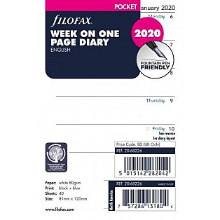 Filofax Refill 2026 Pocket White - Week on 1 page